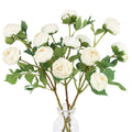 White Ranunculus 3PCS 18 Head Faux Silk Ranunculus Flower