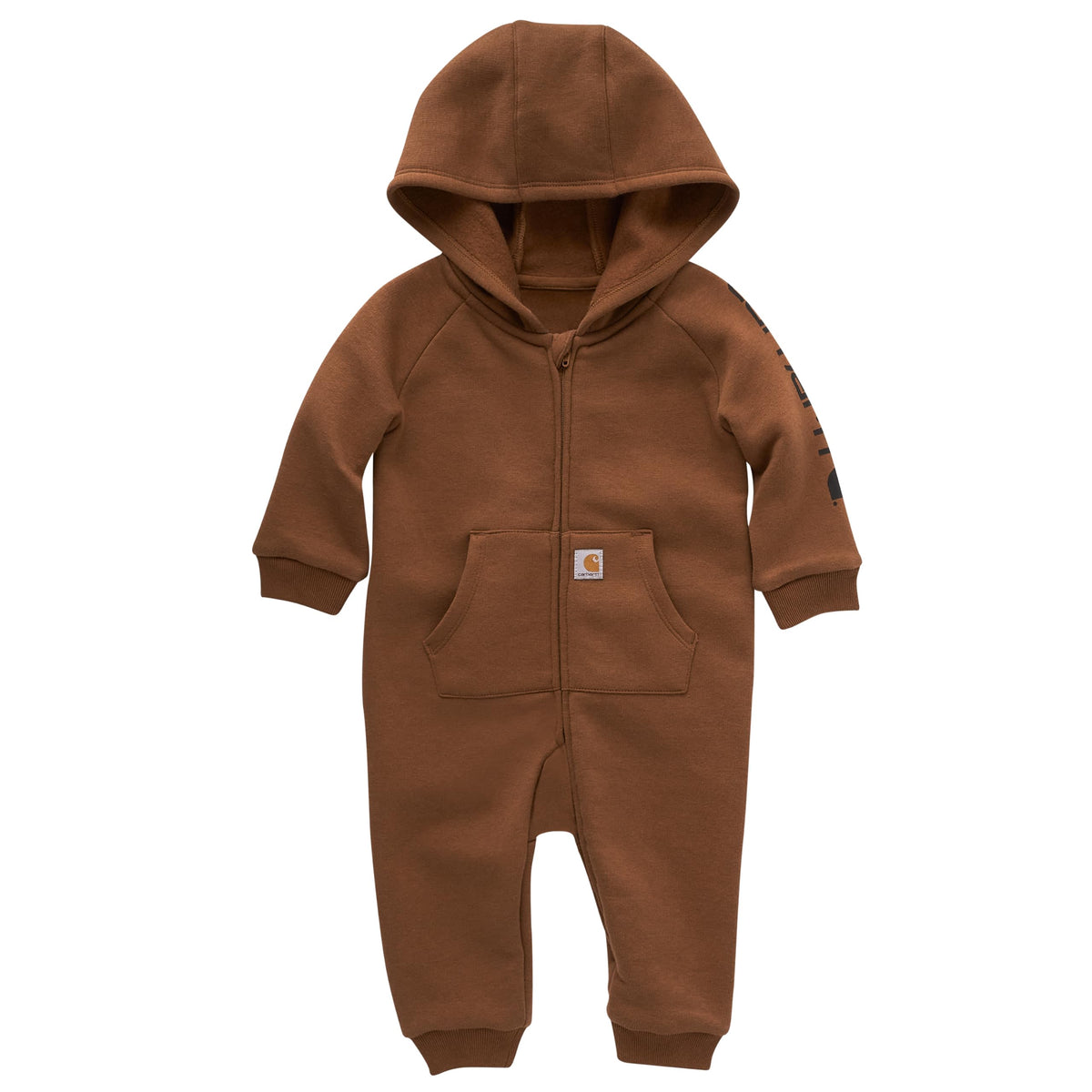 Baby Boys' Long-Sleeve Hooded Zip-Up Footless One-Piece Coverall, Brown