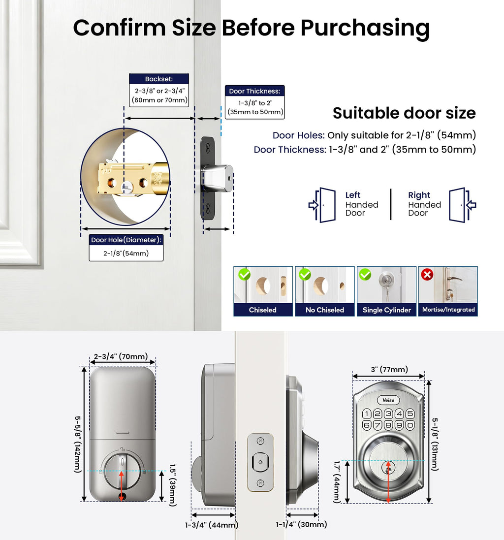 Keyless Entry Deadbolt, Electronic Keypad Lock, Satin Nickel