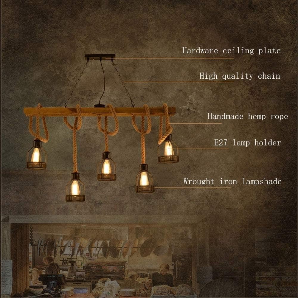 5-Light Light Wood Farmhouse Rectangular Chandelier