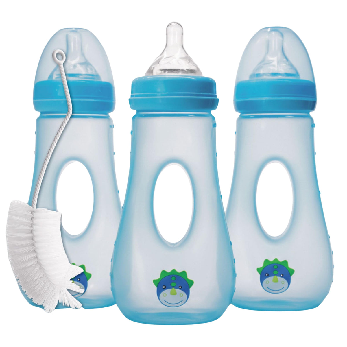 8 oz Easy Grip Baby Bottles w Medium Flow Nipples, 3-9M (Set of 3)