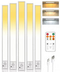 Rechargeable Under Cabinet Lighting with Remote 5 Pack Motion Sensor Light