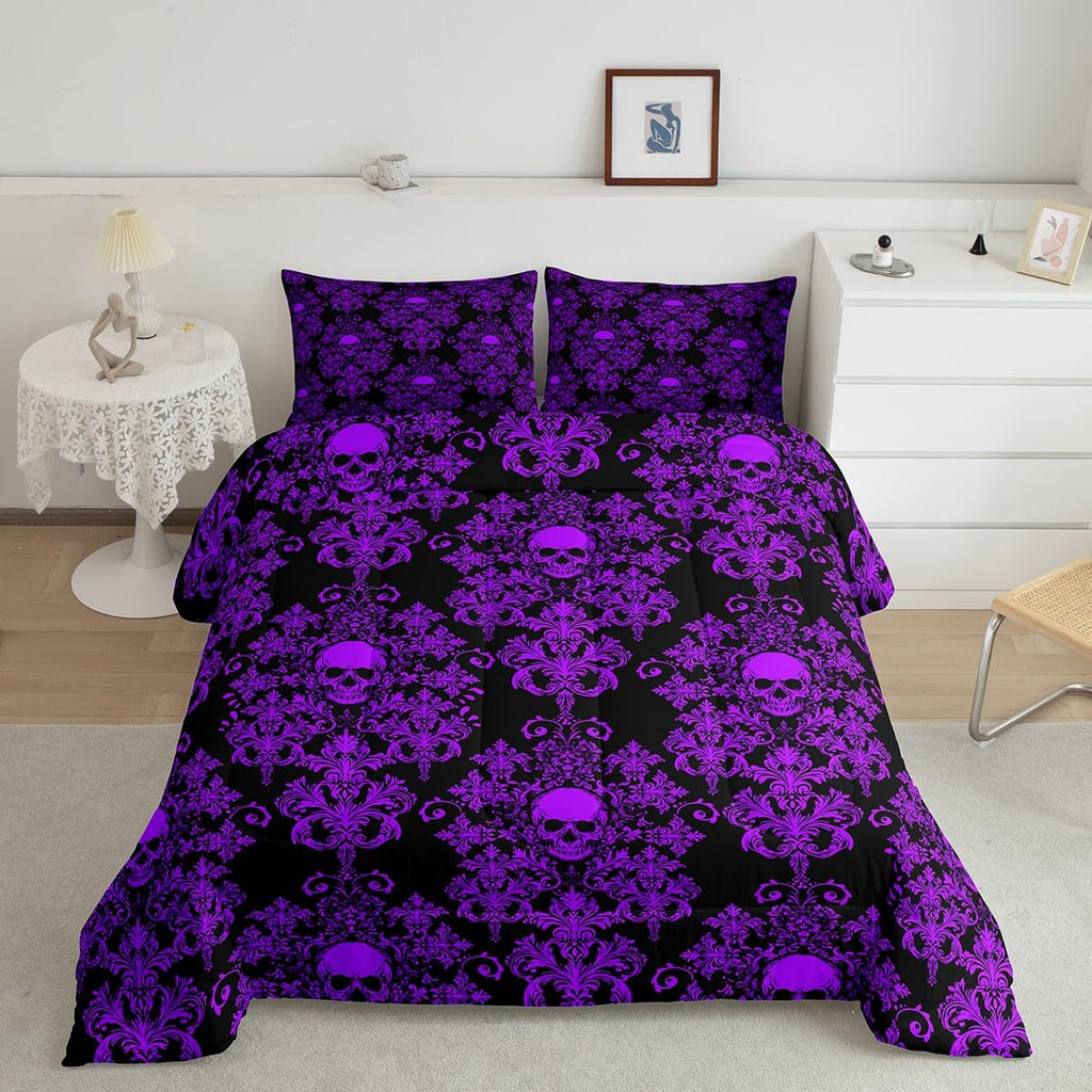 Jacquard Damask Comforter Set Luxury Royal Purple Jacquard Queen