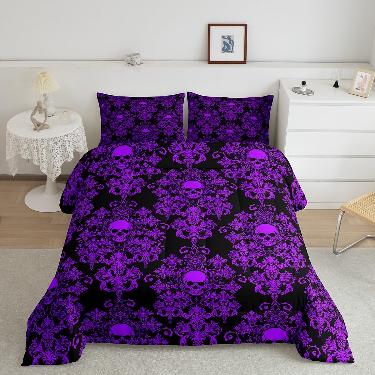 Jacquard Damask Comforter Set Luxury Royal Purple Jacquard Queen