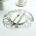 Disposable Silver Placemats Set of 100 Silver Doilies Charger Round Metallic Glitter Foil Pressed Dining Table