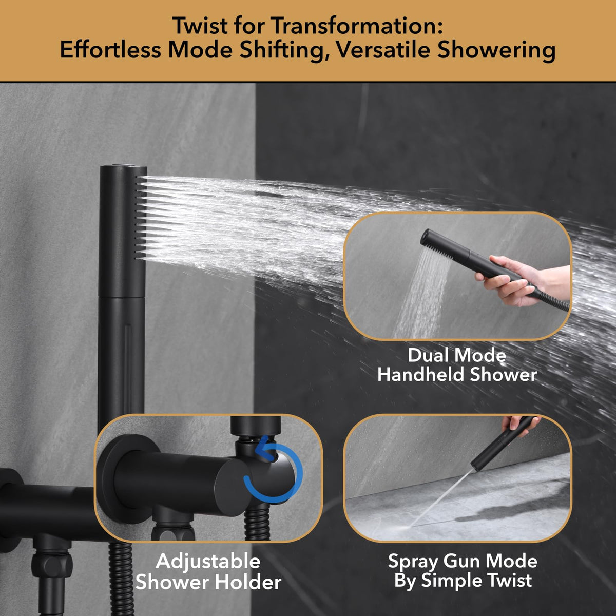 Thermostatic Shower Faucet Set Matte Black Shower System