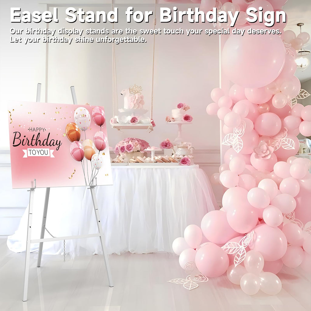 Easel Stand for Sign, Metal Display Easel with Adjustable Chain, Silver