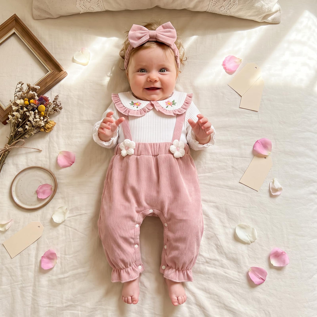 Newborn Baby Girl Clothes Floral Romper Fack Two Piece Jumpsuit
