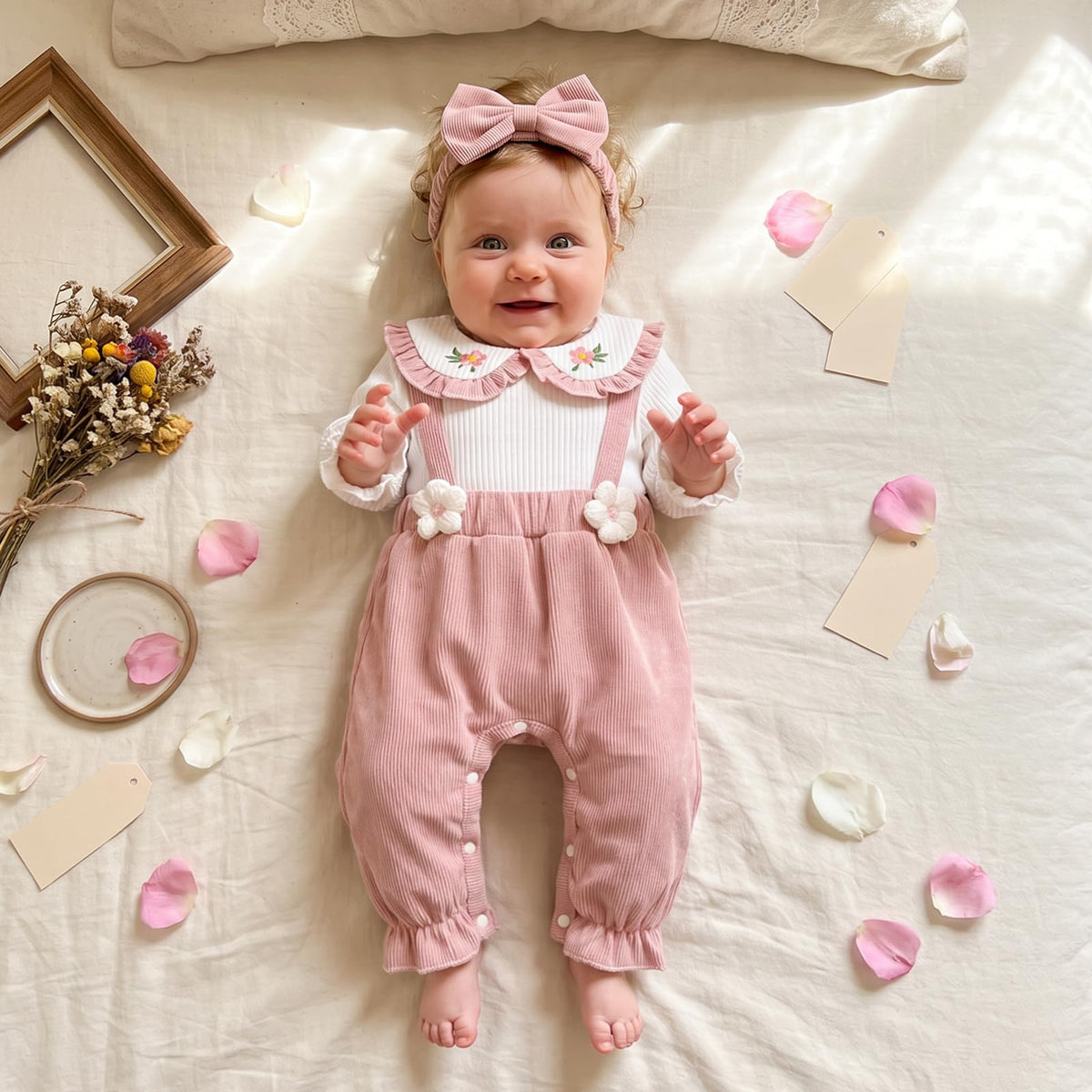 Newborn Baby Girl Clothes Floral Romper Fack Two Piece Jumpsuit