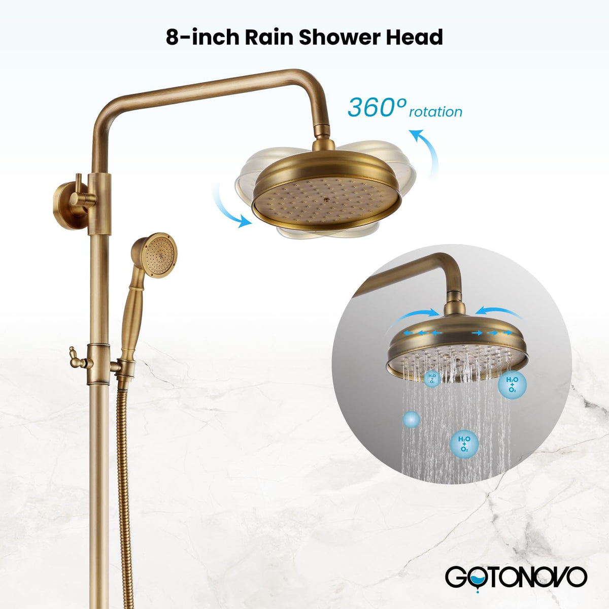 Exposed Shower Faucet Set Antique Brass,Ceramic Lever Handle