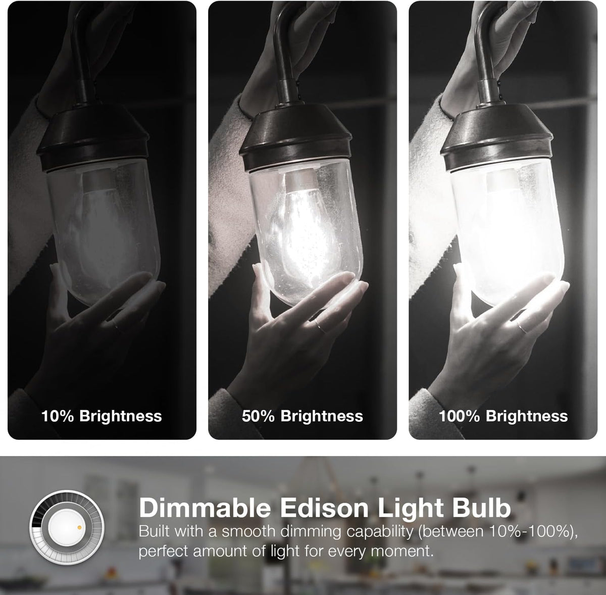 12 Pack Vintage LED Edison Bulbs, E26 Led Bulb 60W Equivalent, Dimmable Led Light Bulbs, High Brightness 800 LM