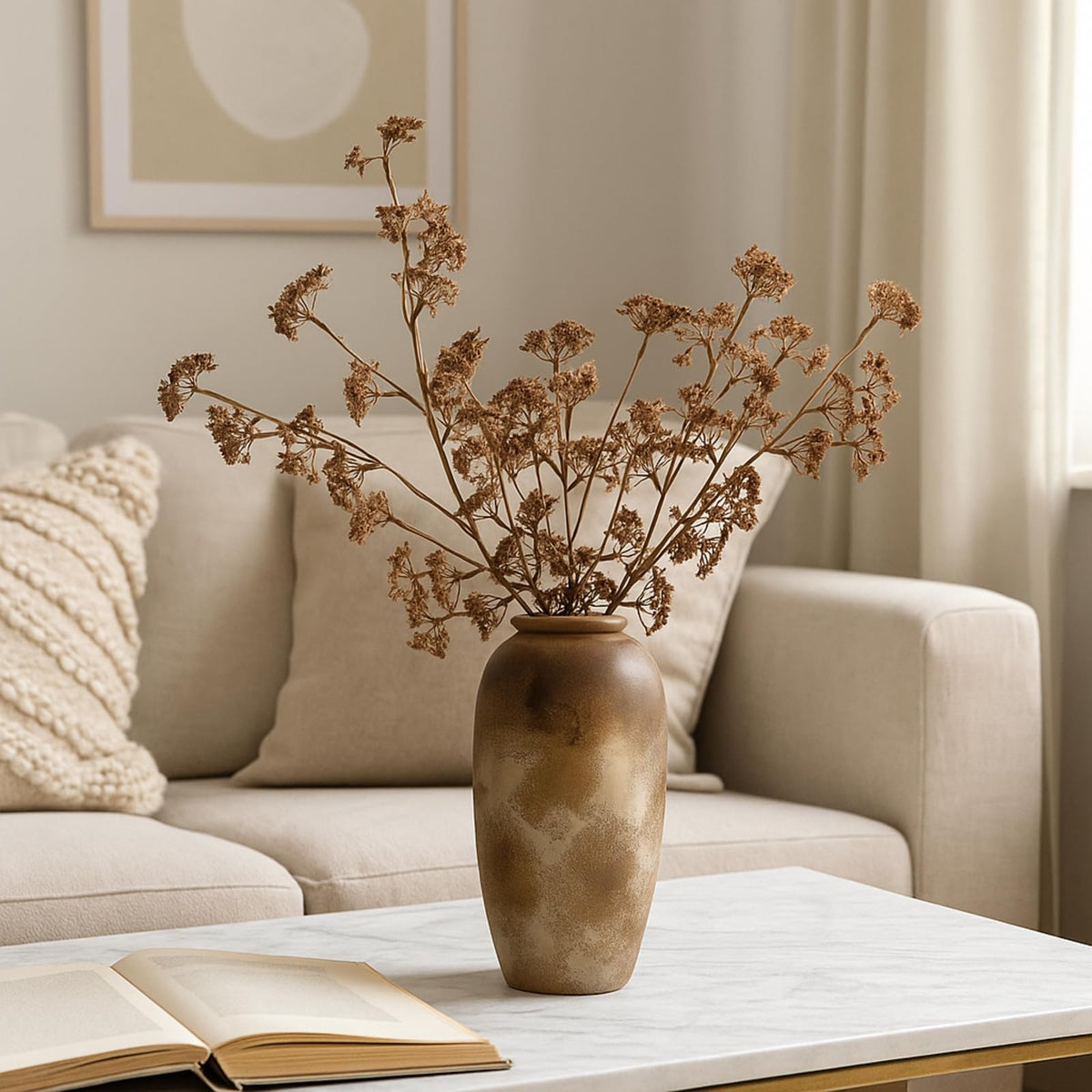 6 Pcs Faux Dusty Plum Berry Stem Fall Decor, Orange, 22 Inch