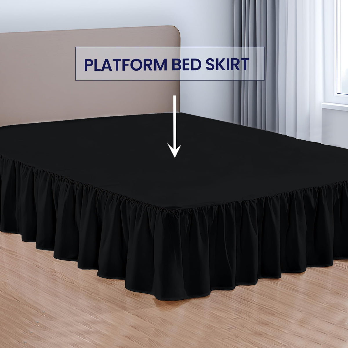 10 Inch Drop Ruffled Bed Skirt - Classic Gathered Styling, Platform Style Dust Ruffle with Secure Fit