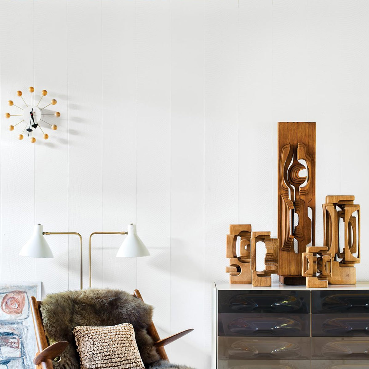 Inspired Nelson Style Modern Mid Century Retro Design Wood Wall Ball Clock Natural
