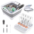 Collapsible Baby Bottle Wash Basin w/Drying Rack & Drain Plug, Gray