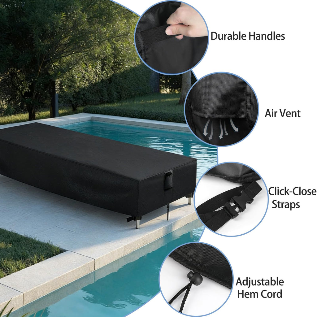 Chaise Lounge Covers, 1 Pack Waterproof Outdoor Lounge Chair Covers Furniture, Pool Lounge Chair Outdoor Furniture