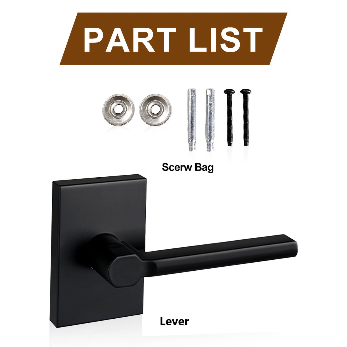 Single Sided Dummy Door Handle for Closet or Pantry, Non-Turning Matte Black Reversible Interior Push/Pull Lever