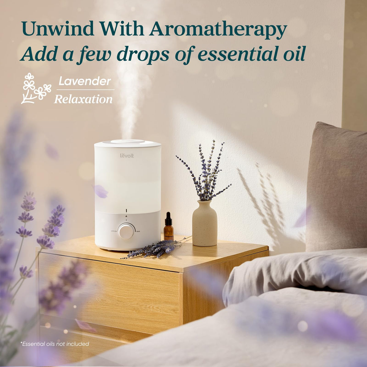 Humidifiers, Quiet, 3L Cool Mist, Essential Oil Diffuser