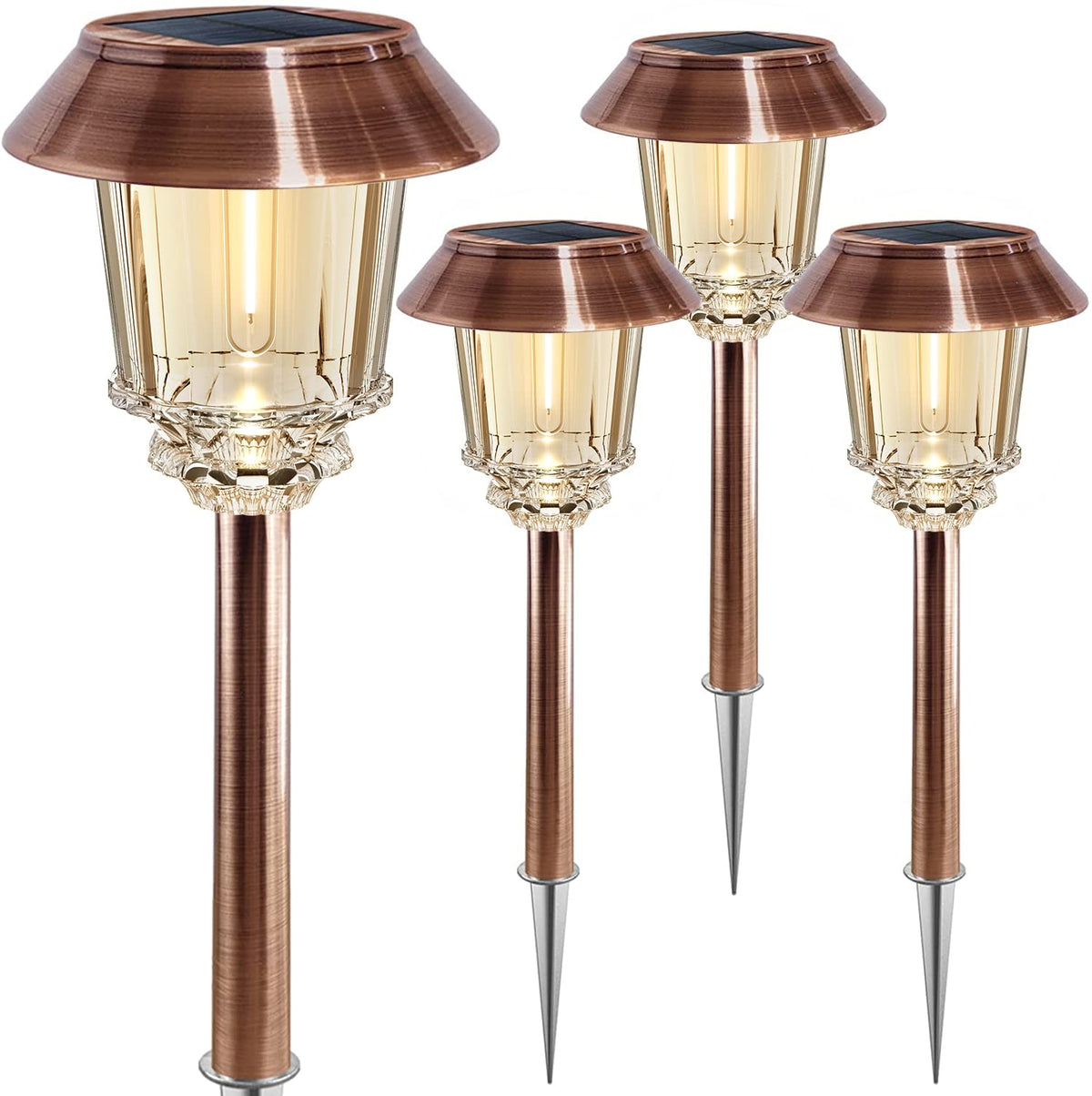 Solar Lights Outdoor Waterproof, 4 Pack Solar Pathway Garden Lights