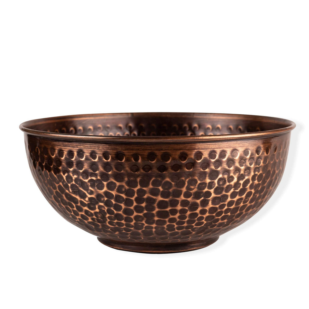 Antique Copper Mixing Bowl 7.5" - Handcrafted Hammered Copper Bowl for Whisking Eggs, Tossing Salad, Serving, or
