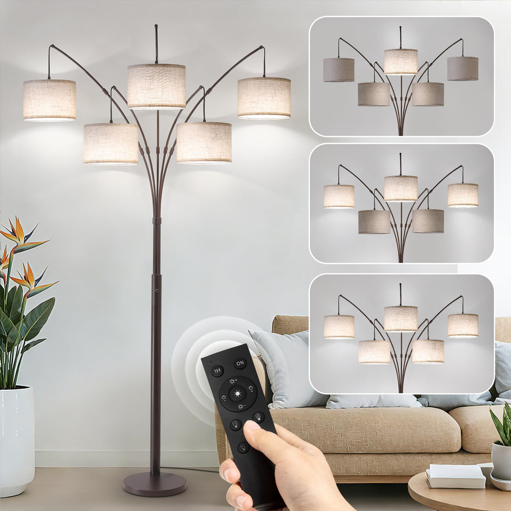 Dimmable Floor Lamp - Arc Floor Lamps, 4000LM Super Bright Modern Tall Standing Lamp with Black Shades & Heavy Base