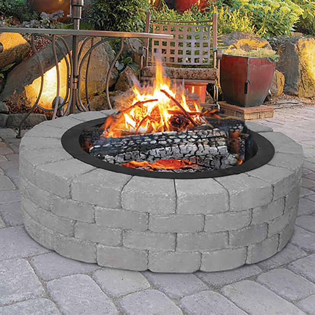 28" Round Heavy-Duty Steel Fire Ring, Portable Compact Outdoor Fire Ring, Black