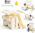 Upgraded in-1 Kids Table with Adjustable Height & Angle, Large Magnetic Tabletop with Markers, Multi-Function