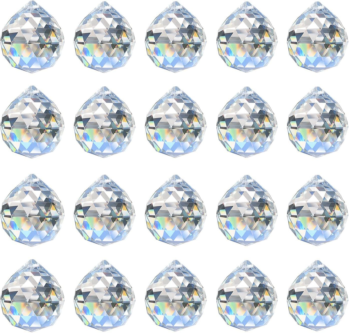 30mm/1.18" 20pcs Crystal Prism Suncatcher for Windows Hanging
