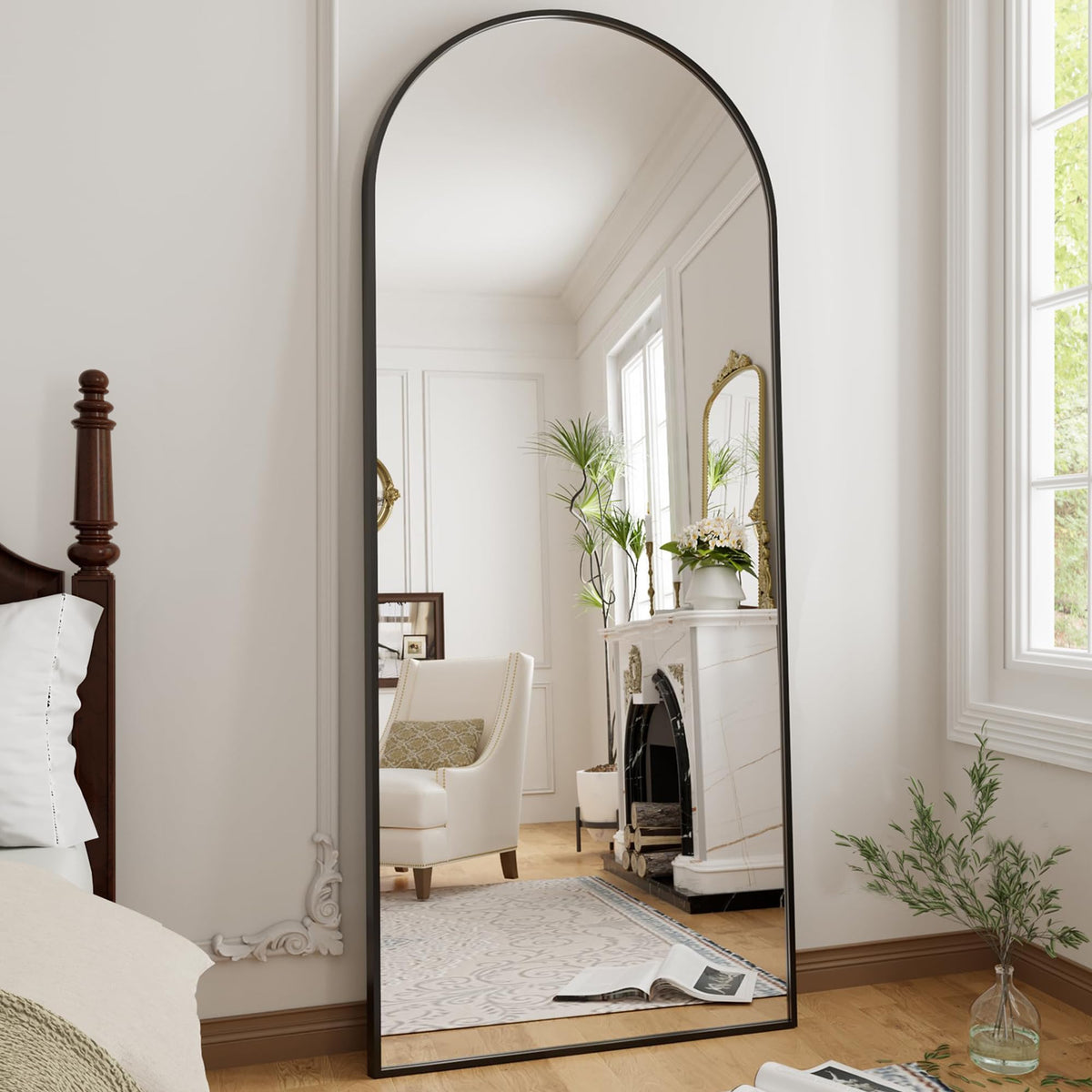 70"x26" Arched Full Length Mirror, Floor Full Body Mirror, Black