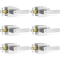 6 Pack Brushed Nickel Door Handle, Door Knobs Interior Heavy Duty, Flat Square Privacy Door Levers, Keyless Door