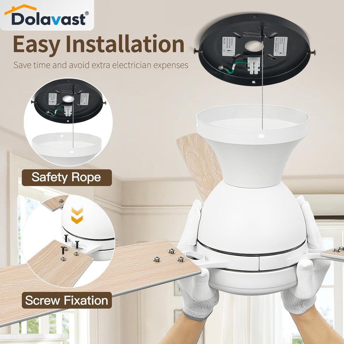 52" Flush Mount Ceiling Fan with Light & Remote
