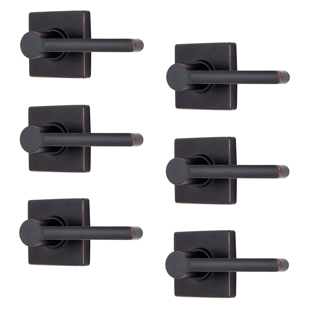 6-Pack Tuscan Bronze Contemporary Interior Passage Straight Door Lever - Keyless Oil Rubbed Bronze Finish Non-Locking