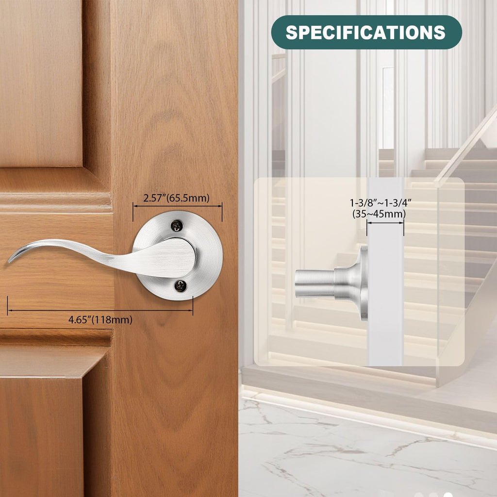 8 Pack Brushed Nickel Half Dummy Door Levers Keyless Left Handed Interior Door Handles Wave Dummy Lever Door Handle