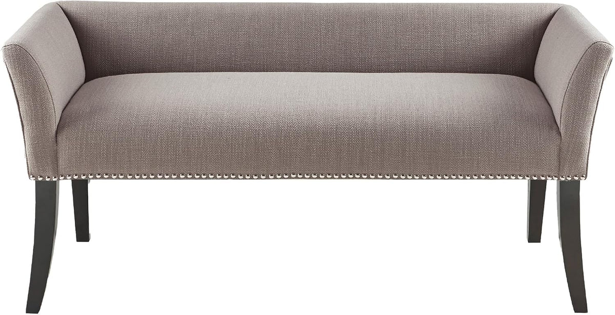 Accent Bench, Upholstered with Nailhead Trim, & Padded Seat Entryway Bench Small, End of Bed Bench with Back, 49.5" W
