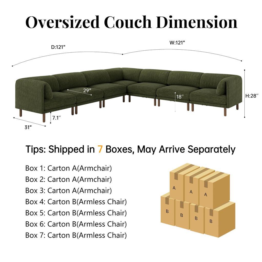 Cloud Sectional Couches, Modular Sectional Sofa, Green