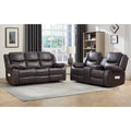 2 Pieces Manual Recliner Sofa Set, Faux Leather Reclining Couch Set, Included Loveseat Recliner Couch and 3 Seat