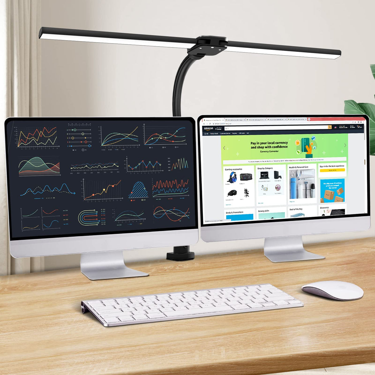 Double Head LED Desk Lamp, Architect Desk Lamps, 24W Brightest Workbench Office Lighting-5 Color Modes and 5