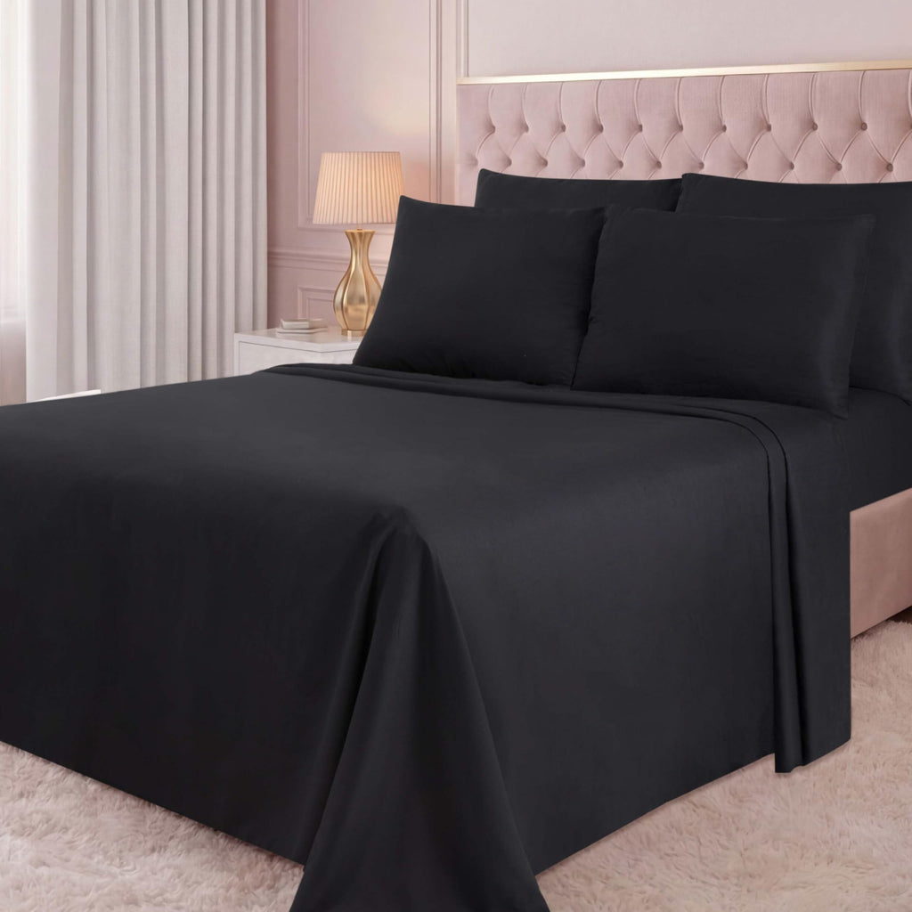 Microfiber 6-Piece Sheet Set, Black