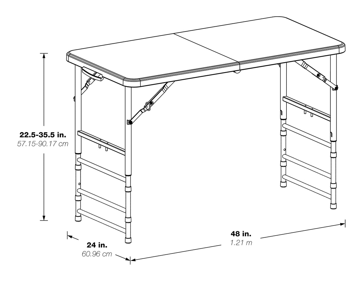 Star Resin Multipurpose Rectangle Table, 4-Feet Long, Height Adjustable, Center Folding Table, Light Gray