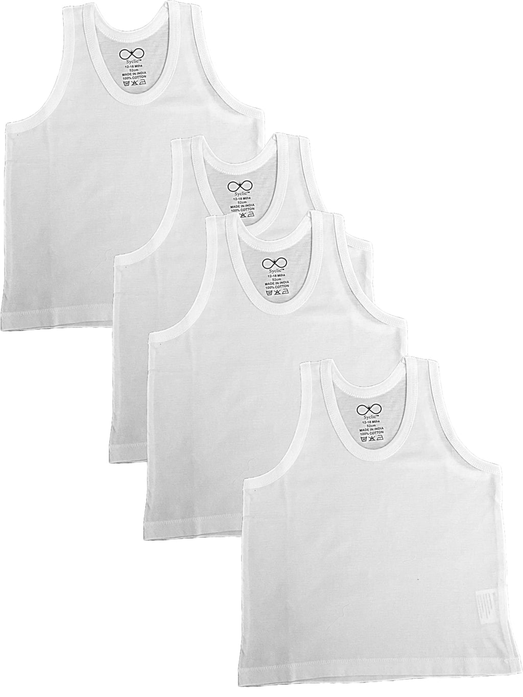 Baby Cotton Undershirt, Unisex Tanktop for Newborn, Infant and Toddler White