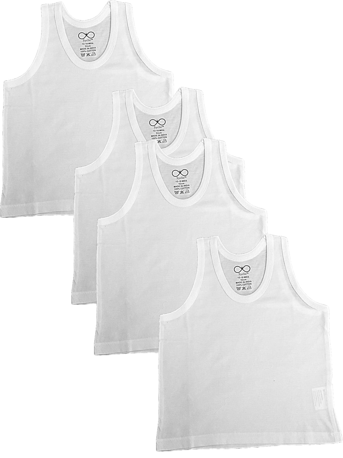 Baby Cotton Undershirt, Unisex Tanktop for Newborn, Infant and Toddler White
