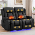 54" Power Loveseat Recliner Sofa, Electric Home Theater Seating with Massage Heat/4 Colors Ambient Lights/USB