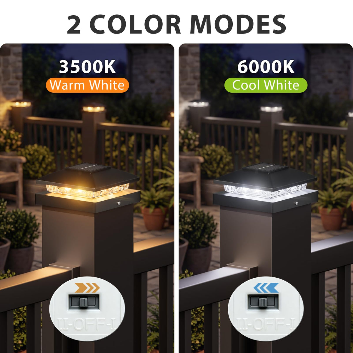 4x4 Solar Post Cap Light 24Pack, 2 Modes Waterproof for Deck Fence