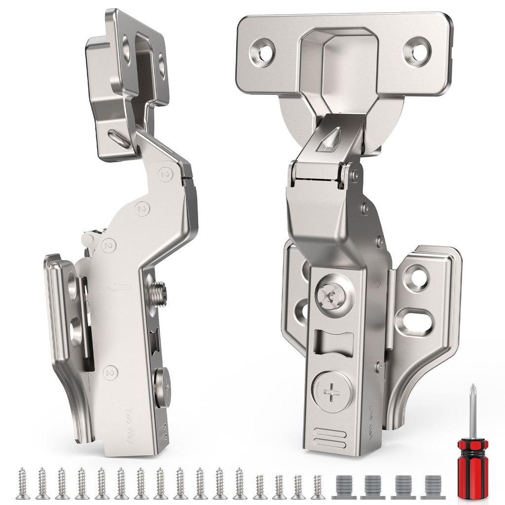 60 Pack Frameless Inset Soft Close Cabinet Hinges Clip on, 3D Adjustable European Cabinet Door Hinge, Self Close