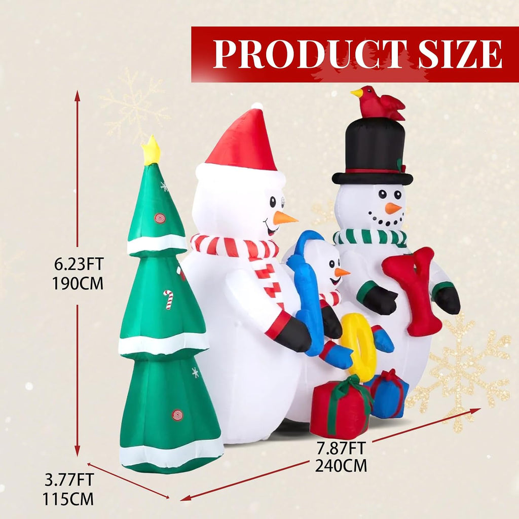 8FT Christmas Inflatables Snowman Family Outdoor Decoration