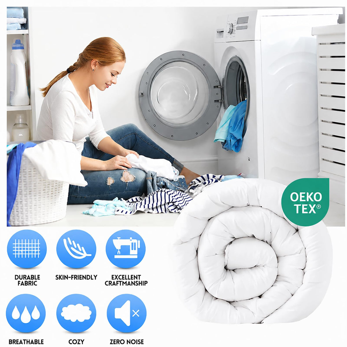 Down Alternative Comforter, White, 90x102 Inches