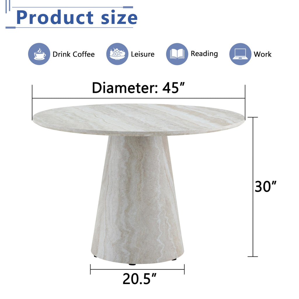 Inspired Saarinen Style 45" Round Dining Table for 4, Grey Faux Marble Dining Room Table, Modern Round Dinner Table, Small Round Dining Table