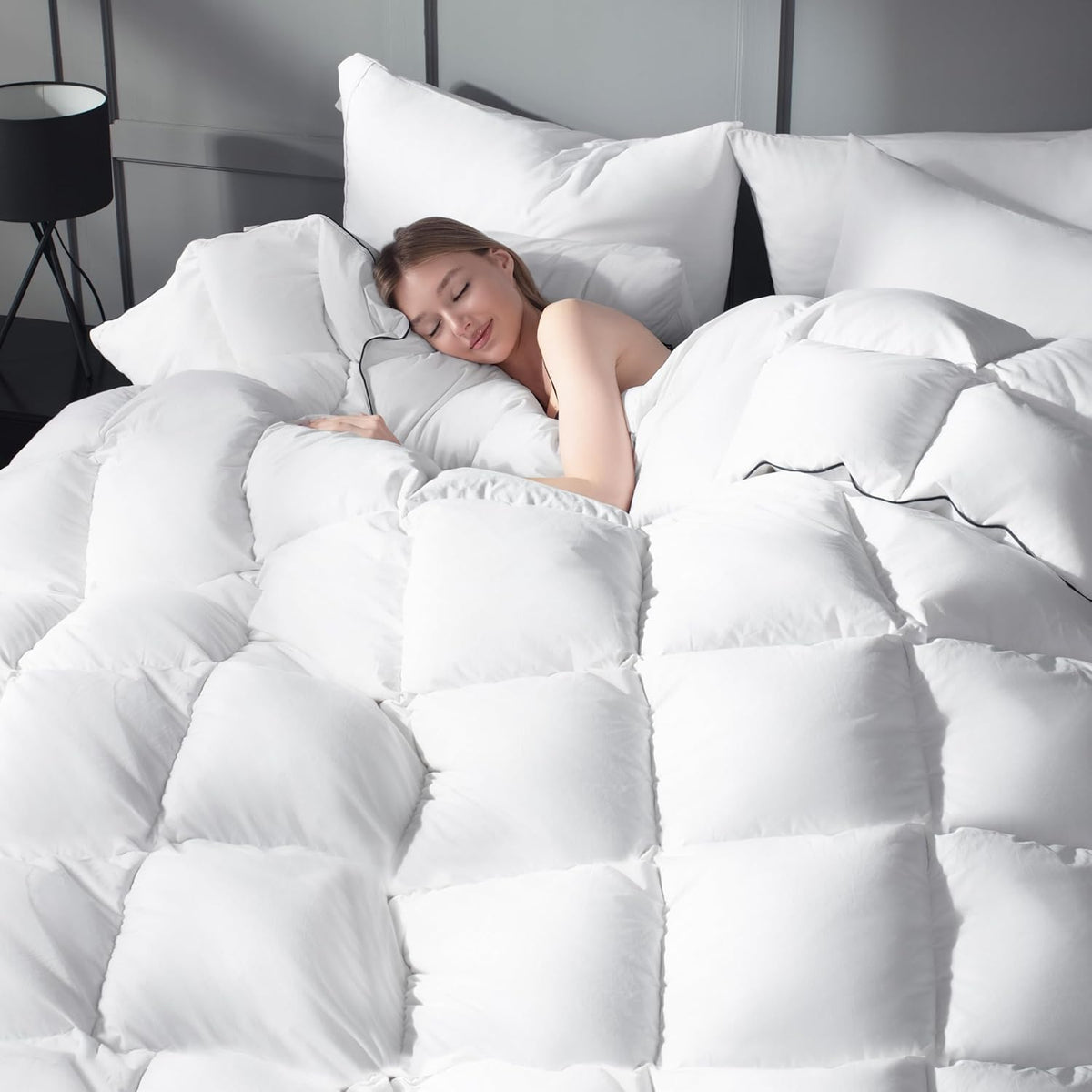 Goose Down Duvet Insert - All Season Cool Touch, 100% Cotton Shell for Hot Sleepers, Lightweight Hotel Quality