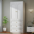 Armoire Wardrobe Closet with Drawers: 74" Tall White Wardrobe Closet with Doors, Large Bedroom Armoires for Clothes
