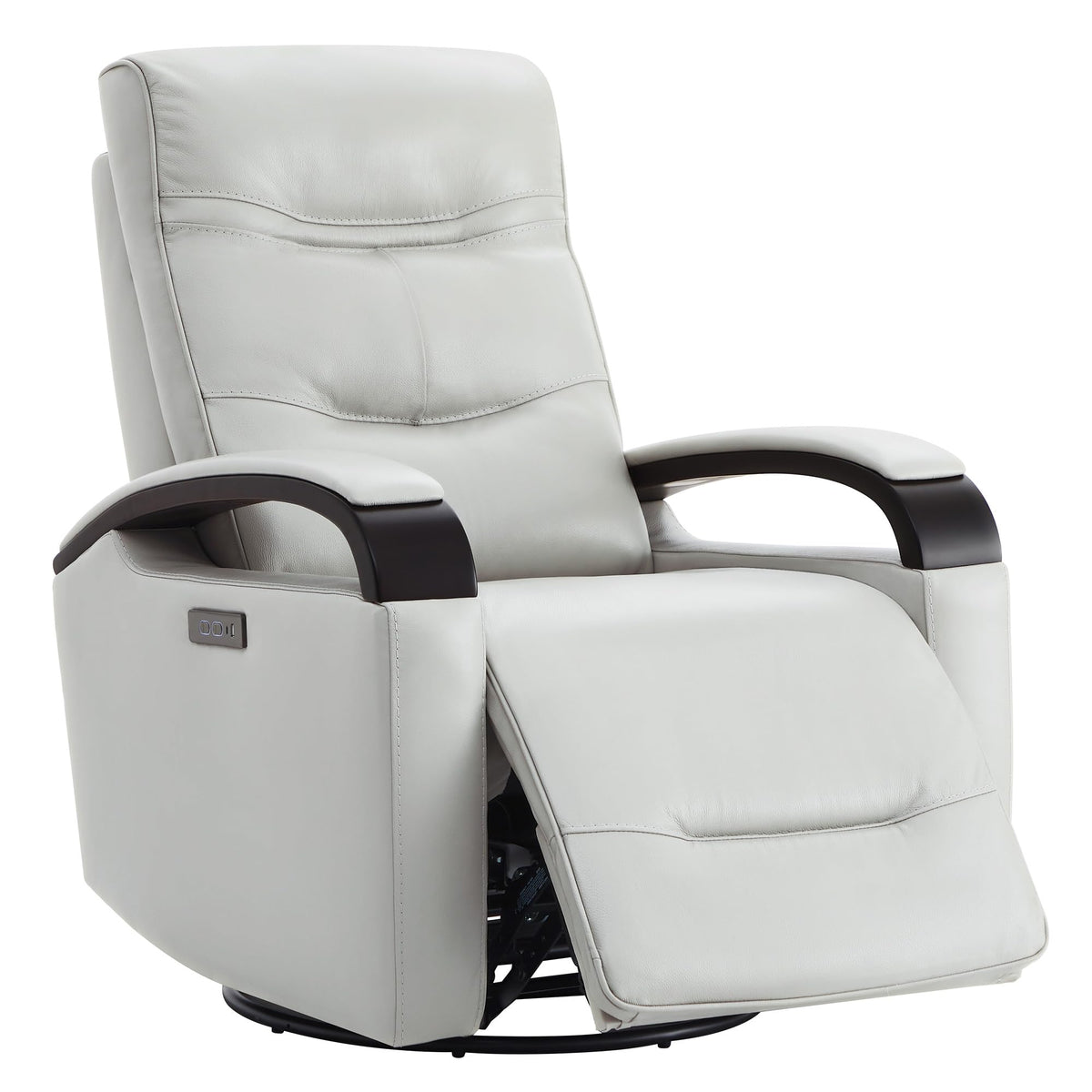 Genuine Leather Power Swivel Glider Rocker Recliner, Creamy Grey